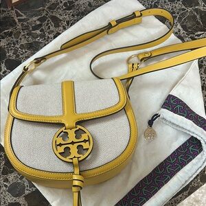 Tory Burch Yellow and White Crossbody Bag